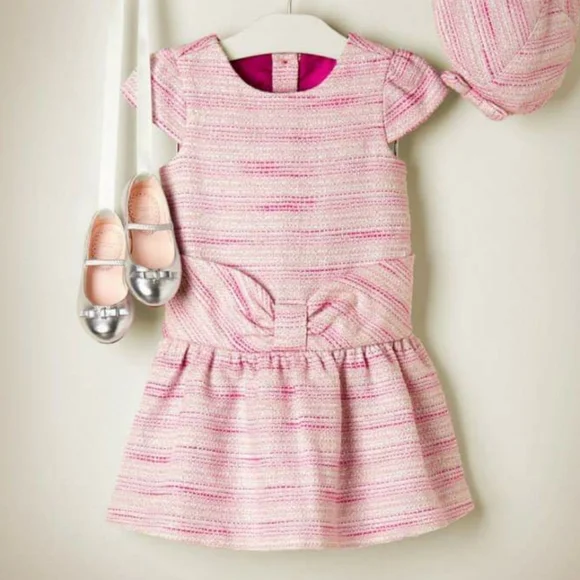 janie and jack pink tweed dress Janie and Jack Girl Tweed Dress with Bow